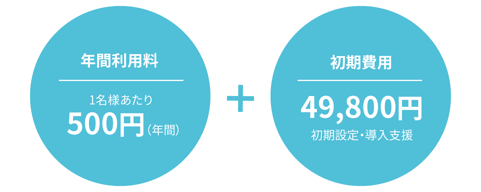 年間利用料: 1名様あたり500円。初期費用: 初期設定・導入支援 49,800円